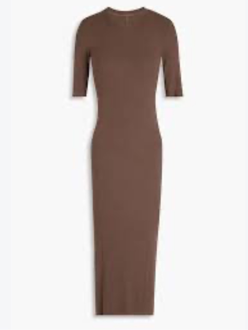 Enza Costa Brown Rib Silk Crew Midi Dress
COMFY MINIMALIST 3/4 sleeve